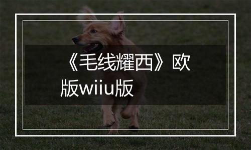 《毛线耀西》欧版wiiu版