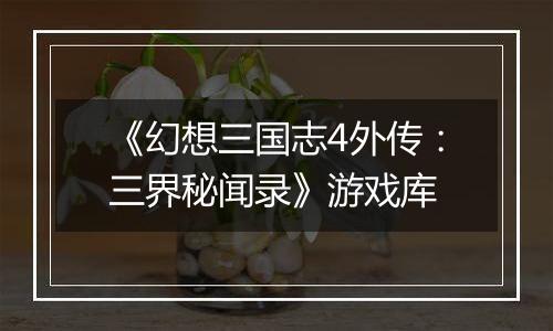 《幻想三国志4外传：三界秘闻录》游戏库