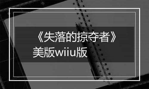 《失落的掠夺者》美版wiiu版