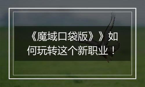 《魔域口袋版》》如何玩转这个新职业！