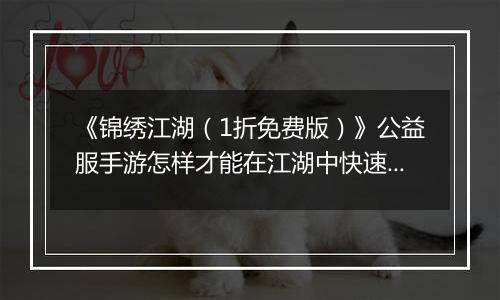 《锦绣江湖（1折免费版）》公益服手游怎样才能在江湖中快速立足呢？