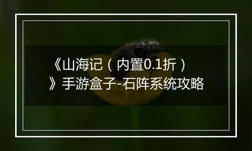 《山海记（内置0.1折）》手游盒子-石阵系统攻略