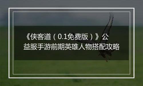 《侠客道（0.1免费版）》公益服手游前期英雄人物搭配攻略