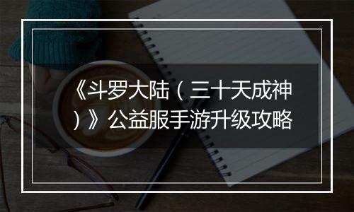 《斗罗大陆（三十天成神）》公益服手游升级攻略