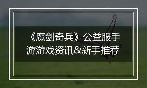 《魔剑奇兵》公益服手游游戏资讯&新手推荐