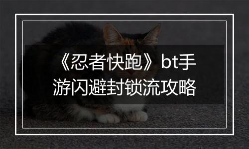 《忍者快跑》bt手游闪避封锁流攻略