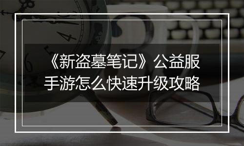 《新盗墓笔记》公益服手游怎么快速升级攻略