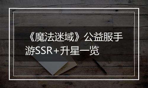《魔法迷域》公益服手游SSR+升星一览