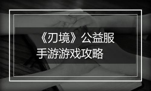 《刃境》公益服手游游戏攻略
