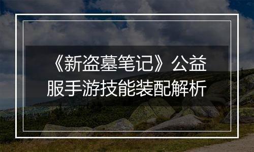 《新盗墓笔记》公益服手游技能装配解析