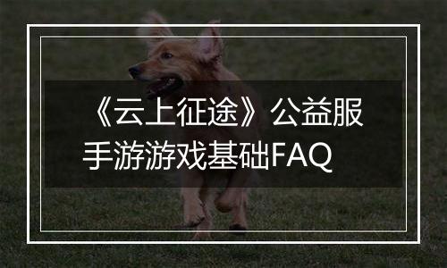 《云上征途》公益服手游游戏基础FAQ