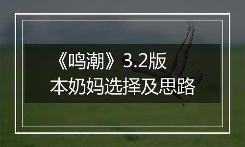 《鸣潮》3.2版本奶妈选择及思路