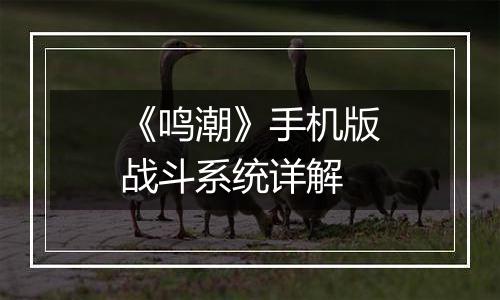 《鸣潮》手机版战斗系统详解