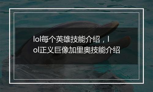lol每个英雄技能介绍，lol正义巨像加里奥技能介绍