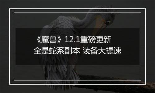 《魔兽》12.1重磅更新 全是蛇系副本 装备大提速