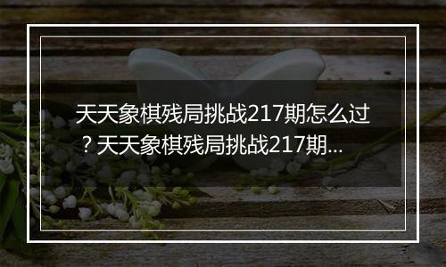天天象棋残局挑战217期怎么过？天天象棋残局挑战217期通关攻略