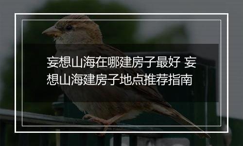 妄想山海在哪建房子最好 妄想山海建房子地点推荐指南