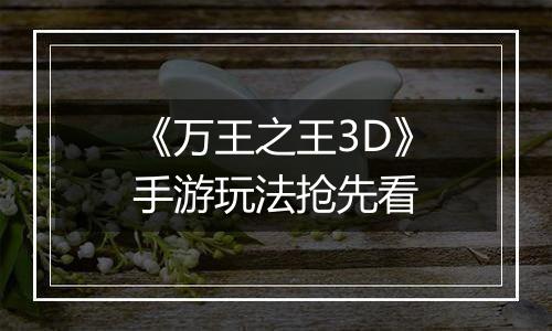 《万王之王3D》手游玩法抢先看