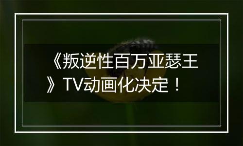 《叛逆性百万亚瑟王》TV动画化决定！