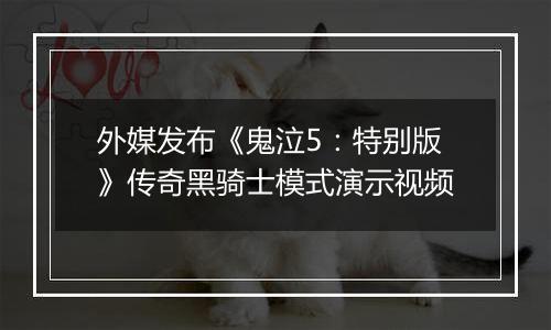 外媒发布《鬼泣5：特别版》传奇黑骑士模式演示视频