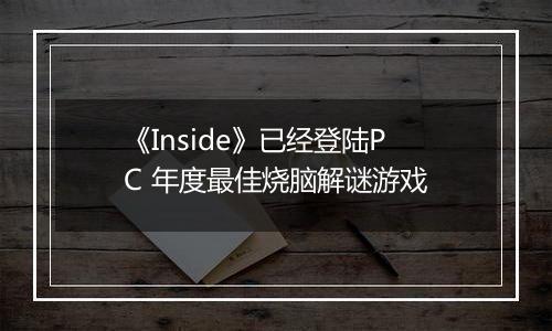 《Inside》已经登陆PC 年度最佳烧脑解谜游戏