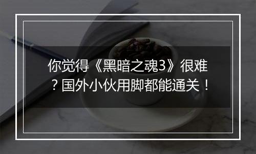 你觉得《黑暗之魂3》很难？国外小伙用脚都能通关！