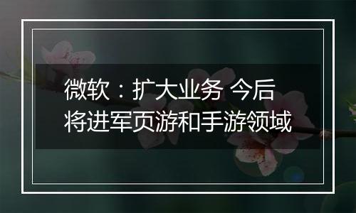 微软：扩大业务 今后将进军页游和手游领域