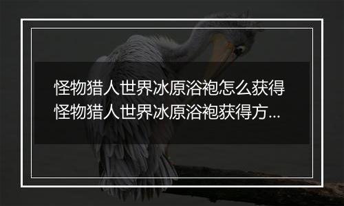 怪物猎人世界冰原浴袍怎么获得 怪物猎人世界冰原浴袍获得方法