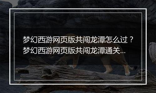 梦幻西游网页版共闯龙潭怎么过？梦幻西游网页版共闯龙潭通关方法