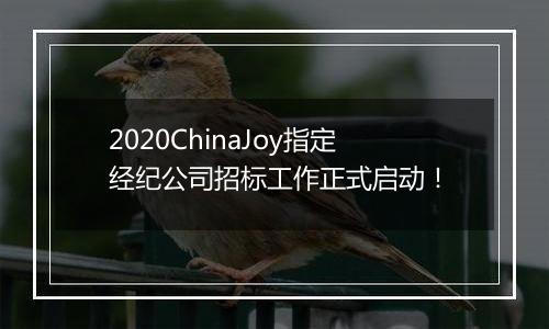 2020ChinaJoy指定经纪公司招标工作正式启动！