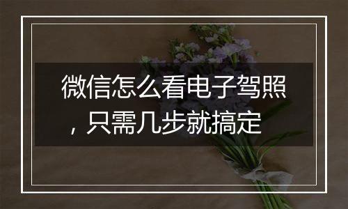 微信怎么看电子驾照，只需几步就搞定