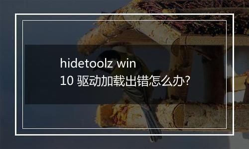 hidetoolz win10 驱动加载出错怎么办?