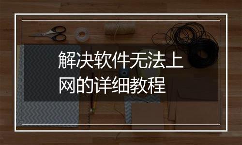 解决软件无法上网的详细教程